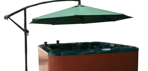 umbrella above a hot tub